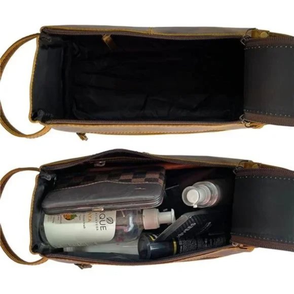 NEW BUFFALO Leather Toiletry Bag - Picture 4 of 7